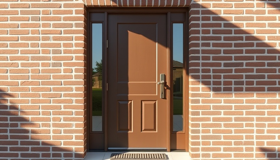 Brown storm door on brick house exterior, highlighting storm door benefits.