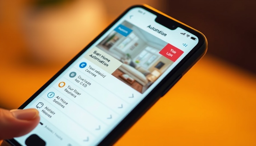 Smartphone displaying smart home technology app interface.