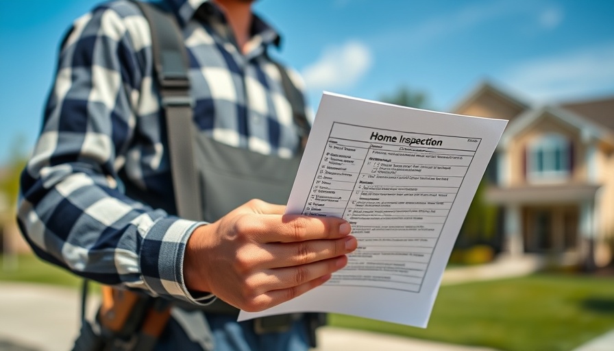 Worker reviews home inspection checklist for buyers in a suburban area.
