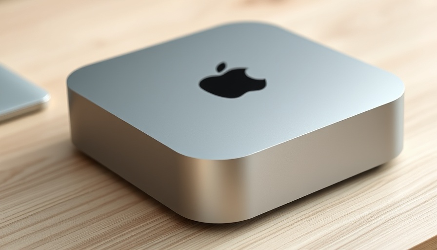 Sleek Mac Mini smart hub on wooden desk with soft lighting.