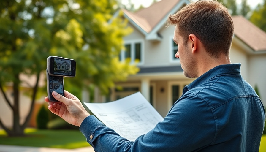 Home appraisal tips for sellers: Man taking home exterior photo.