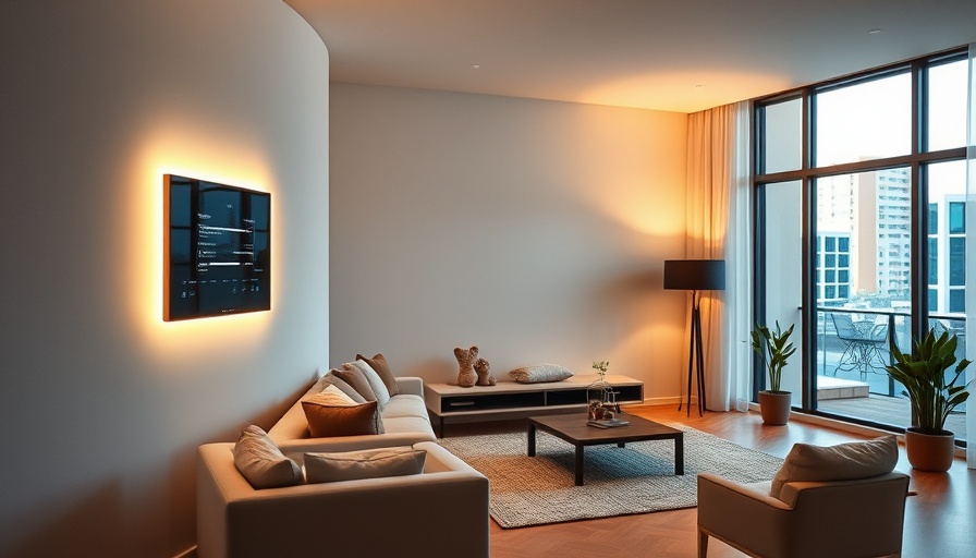 Contemporary apartment features smart control panel for safety.