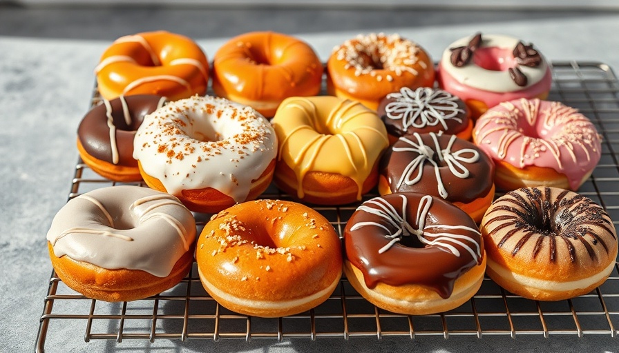 Assorted gourmet doughnuts in Philadelphia on a cooling rack.