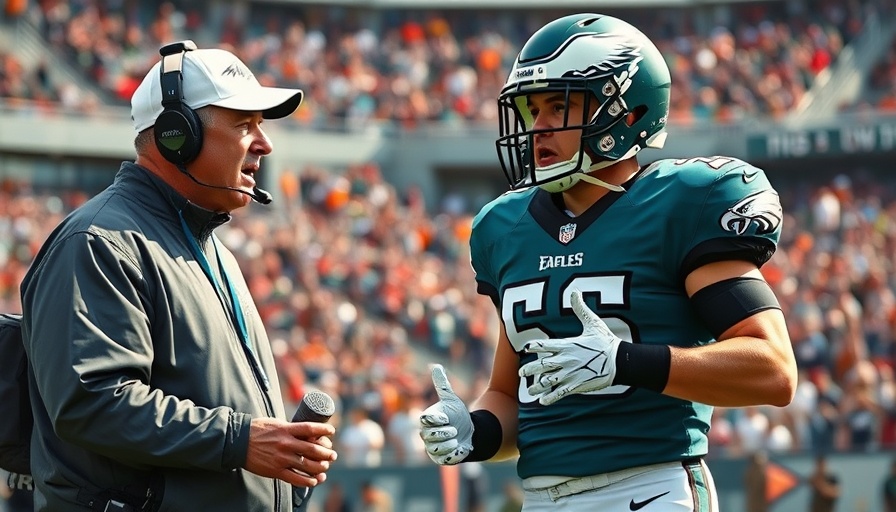 Eagles player and coach celebrate victory over Giants.