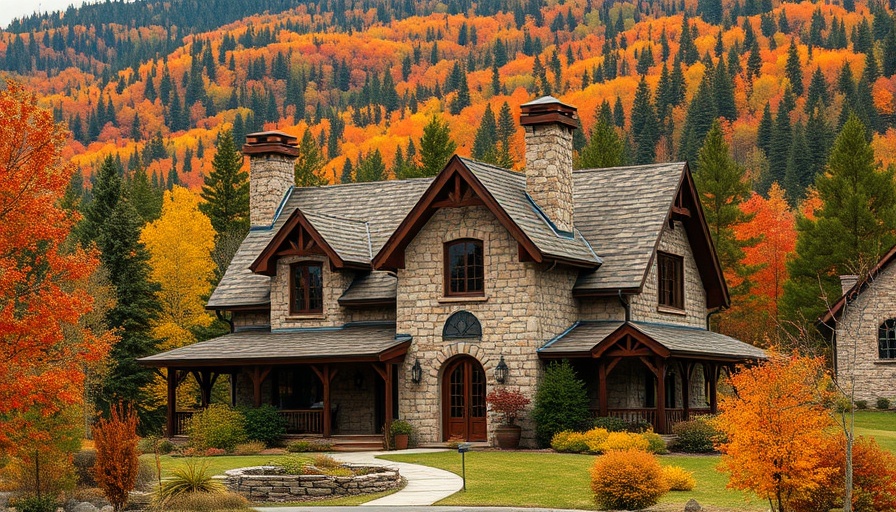 Charming rustic stone house with turret in autumn forest, best unique Airbnbs in the US.