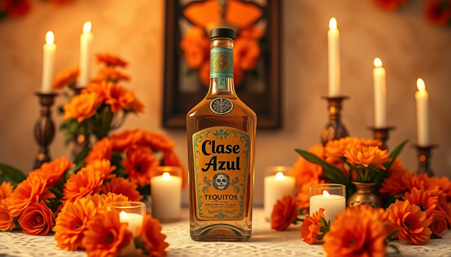 Clase Azul Día de Muertos tequila bottle on decorative altar