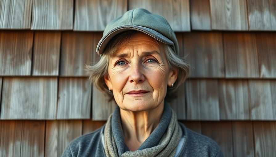 Woman in blue cap against rustic wooden wall on Columbus Day 2025.