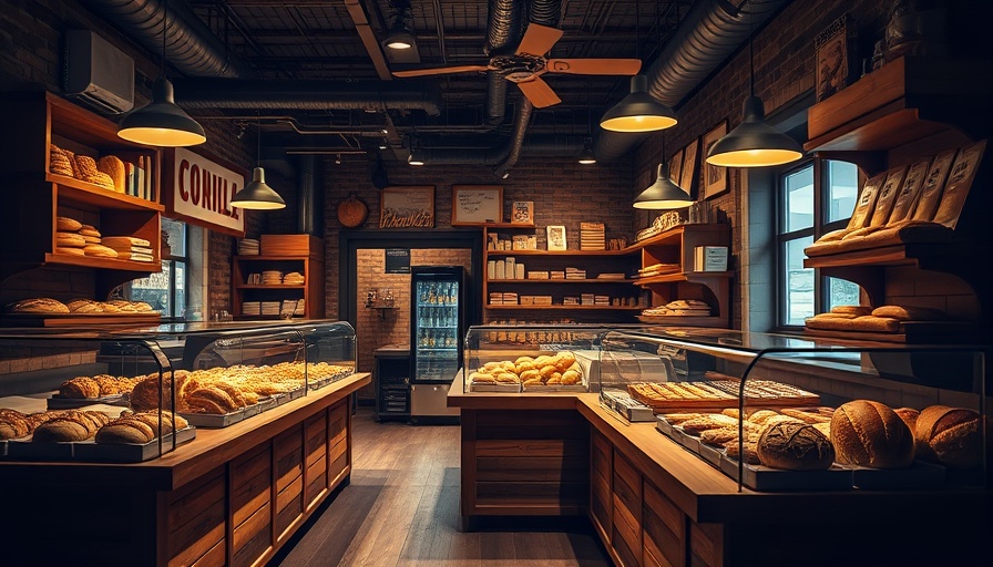 The Bread Room Bakery interior with fresh breads and pastries.