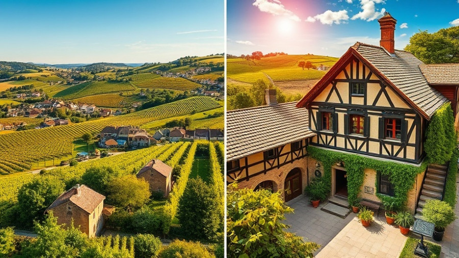 Burgundy vineyards and historic architecture on wine tour