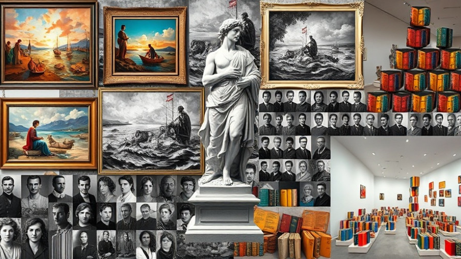 Assorted art pieces in museum donations collage