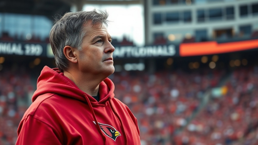 Arizona Cardinals staff member looking focused on the field.