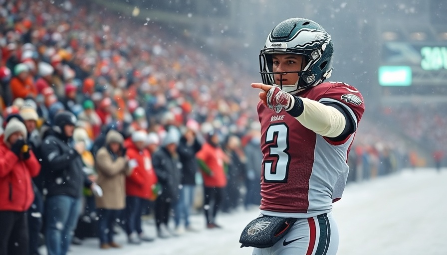 Football player in snow points during Eagles game, AJ Brown trade rumors
