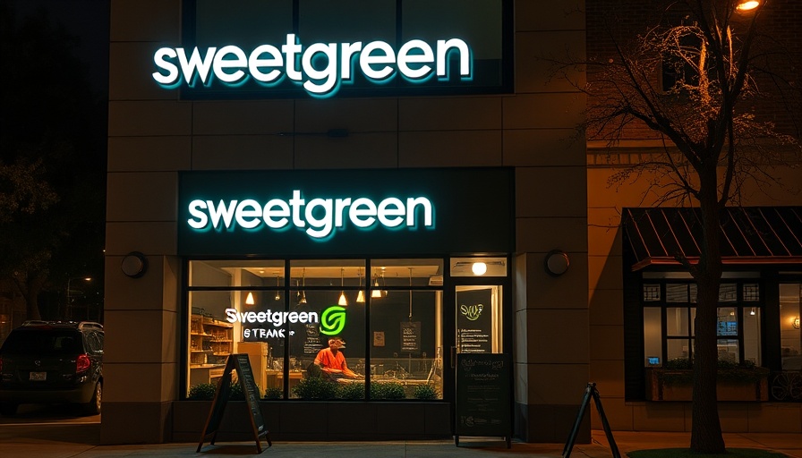 Sweetgreen Fishtown opening; storefront with glowing sign at night.