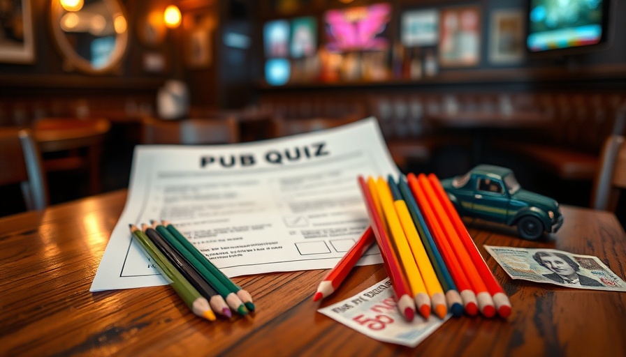 Weekly events in Philadelphia, pub quiz setup with pencils and quiz sheet