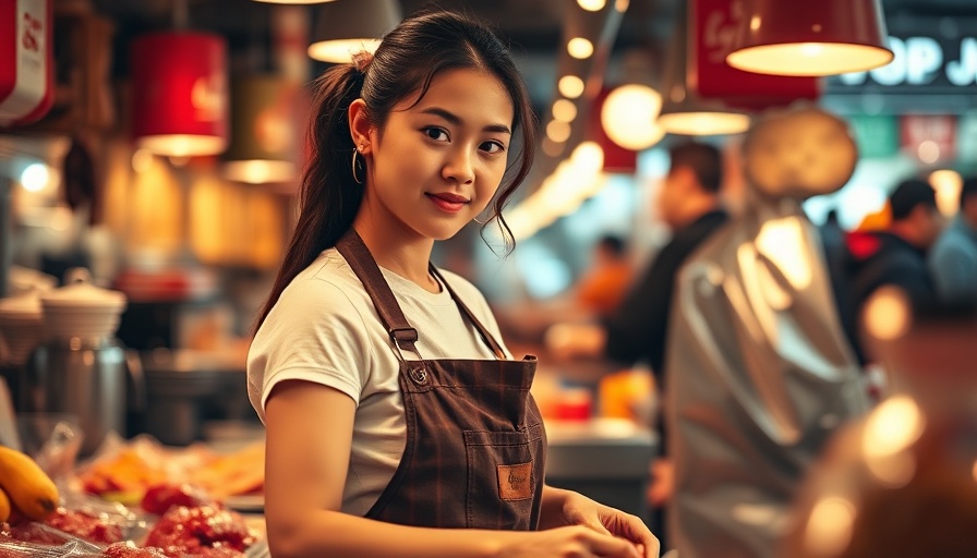 Young woman preparing food at a popular lunch spot in Philly.