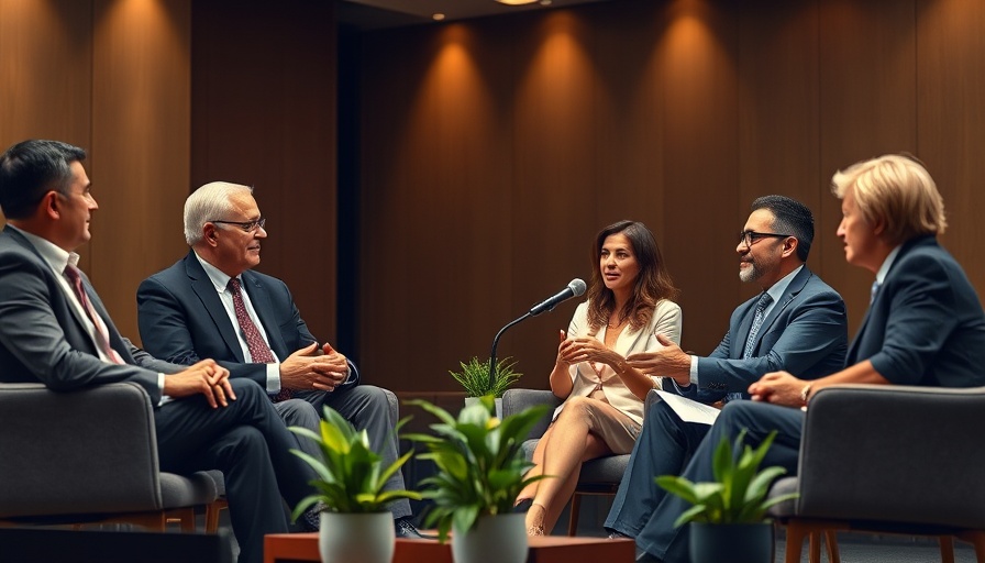 CEOs on stage discussing economic uncertainty at a panel event.