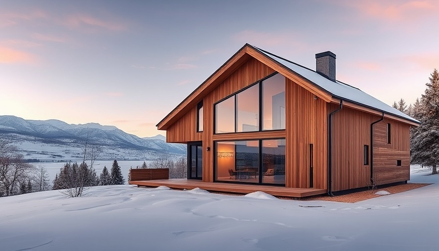 Philip Johnson Wolfhouse for sale with snowy landscape