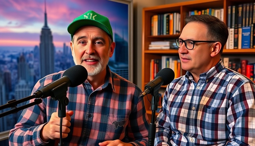 Middle-aged men discussing 'How Not to Invest' in video podcast.