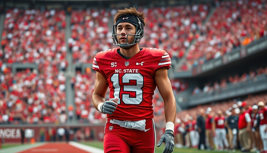 NC State football player on sideline for Eagles 2025 draft prospect visit tracker.