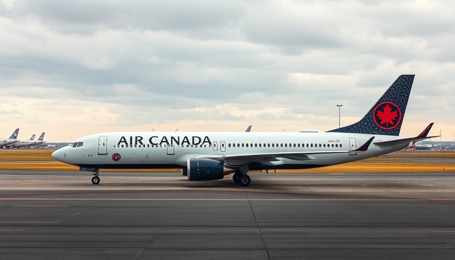 Air Canada airplane on tarmac under cloudy sky, Aeroplan dynamic pricing concept.