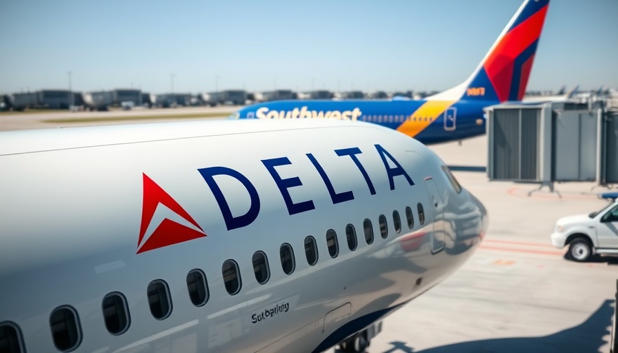 Delta jet at airport with Southwest plane in background, Delta status match context.