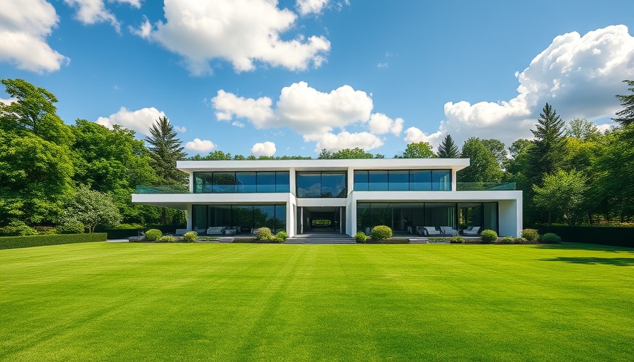 Modern Coral Gables mansion for sale with green lawn.