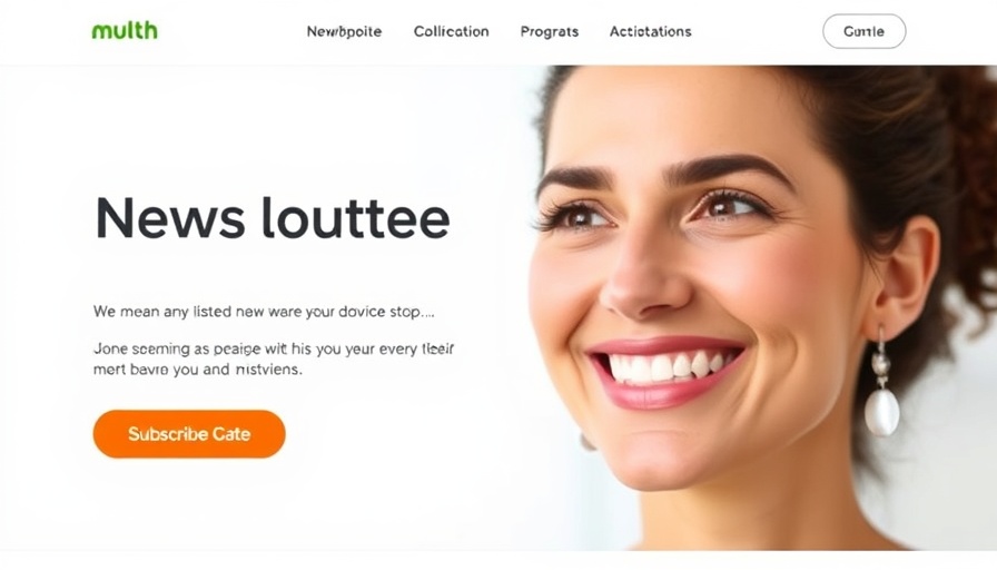 Newsletter header featuring a woman with a subscribe button.