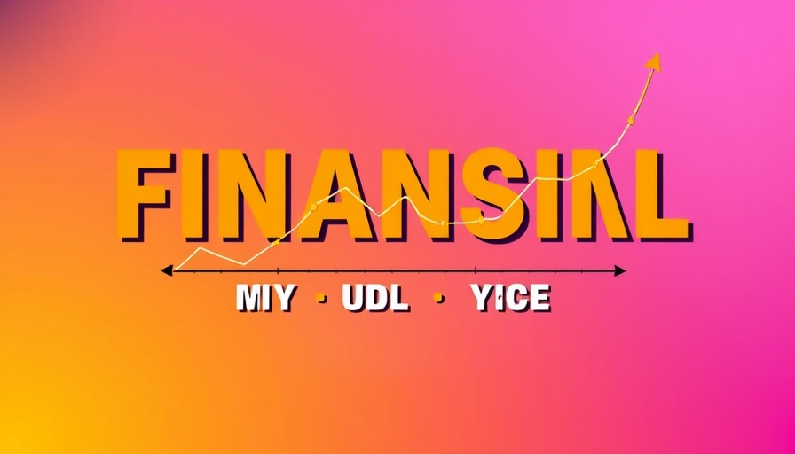 Vibrant gradient graphic with financial concept typography.