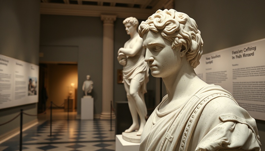 Marble statue at National Archaeological Museum exhibition.