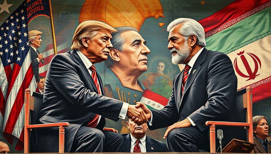 Political mural depicting tension in Trump Iran Nuclear Deal negotiation.