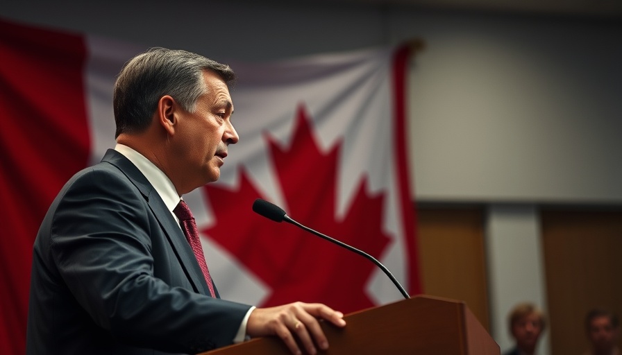 Pierre Poilievre's Dwindling Lead - Man at podium with Canadian flag.