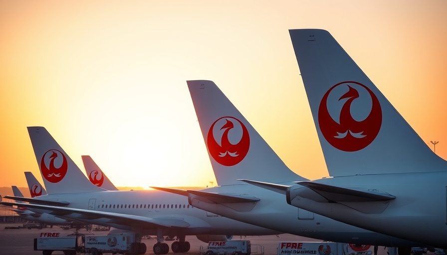Japan Airlines airplane tails at airport, Japan Airlines first-class awards JetBlue points