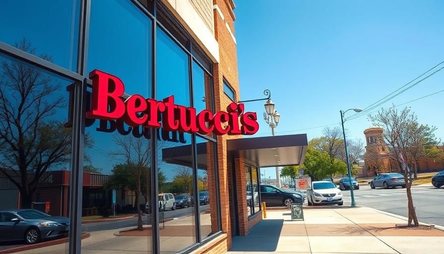 Bertucci's restaurant storefront indicates Chapter 11 bankruptcy.