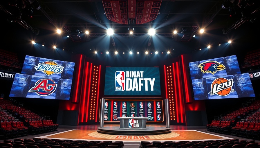 NBA draft lottery stage setup showcasing team logos.