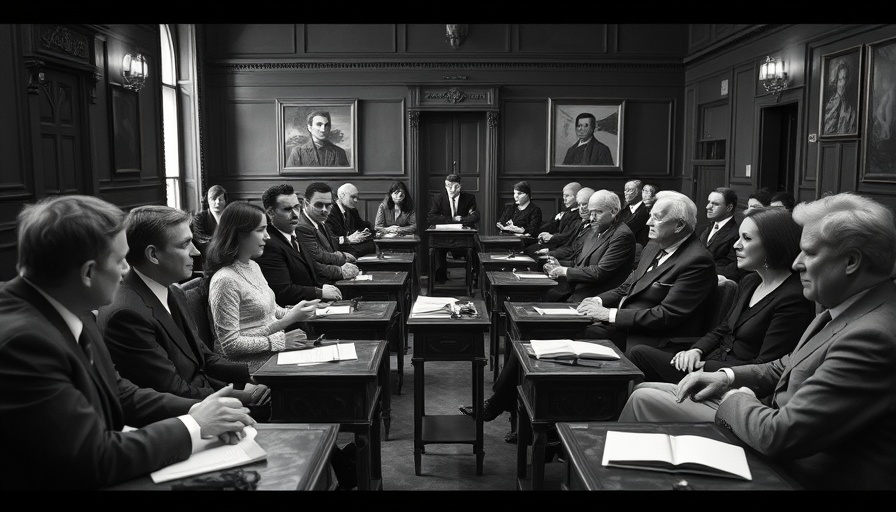 Historic debate reflects distrust in elites and experts, black and white photo.