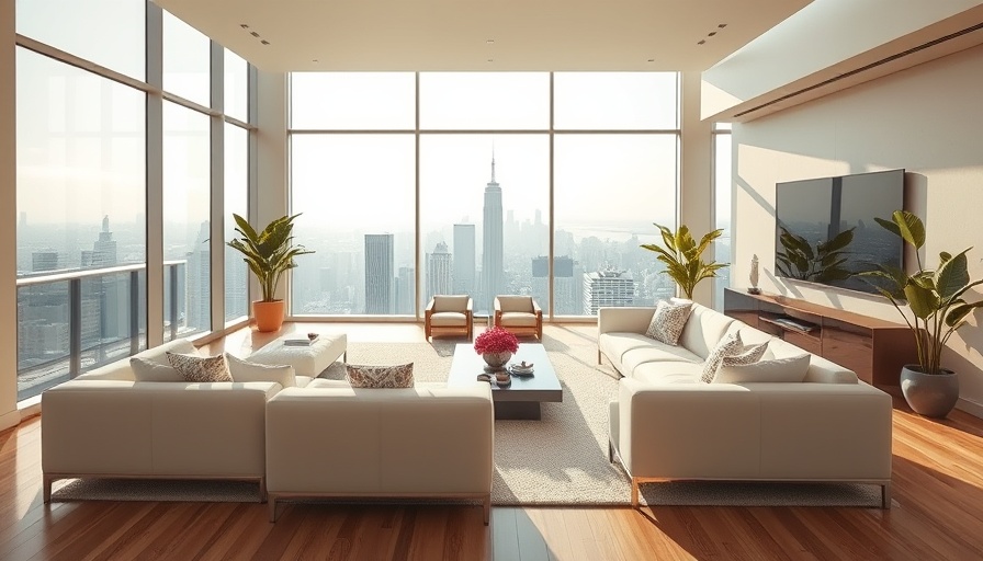 Luxury living room in Nashville with city views.