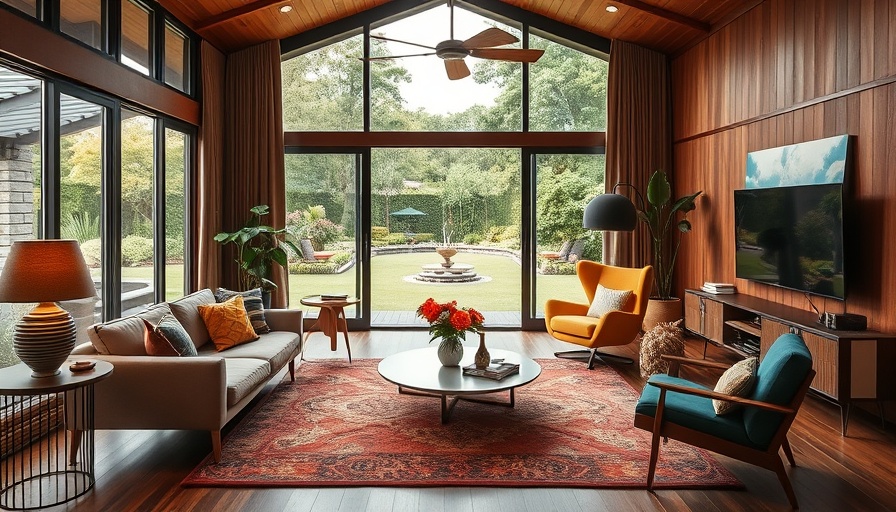 Mid-century modern living room with chic furniture and natural light in King of Prussia.