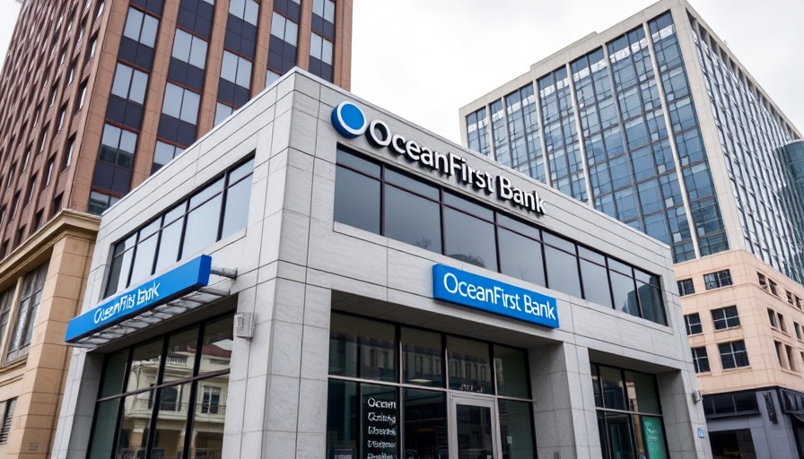 OceanFirst Bank building exterior under cloudy sky.