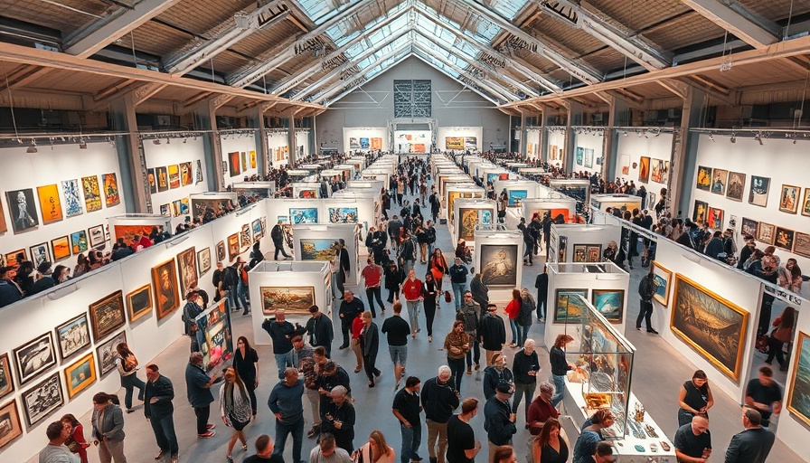 Frieze New York 2025 art exhibition bustling with visitors.