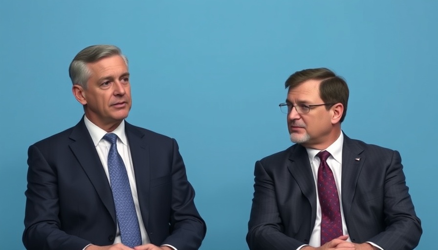 Two men in suits, discussing at an event, Philadelphia DA Primary Election 2025.