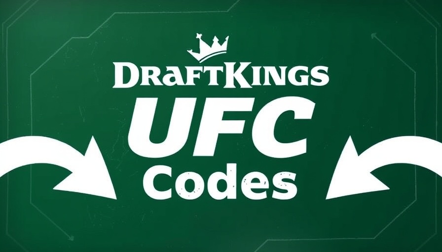 DraftKings UFC Promo Code graphic with bold arrows on green background.