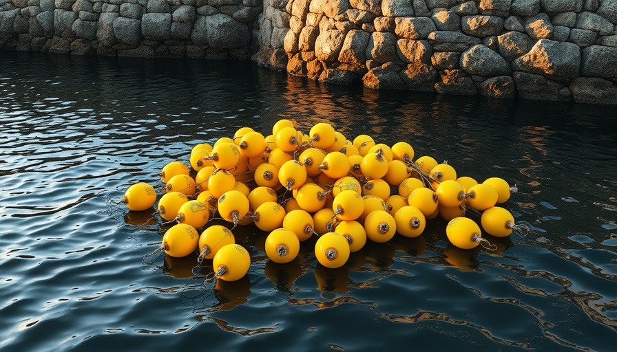 Yellow buoys in harbor at sunset, representing lobstering industry opportunities.
