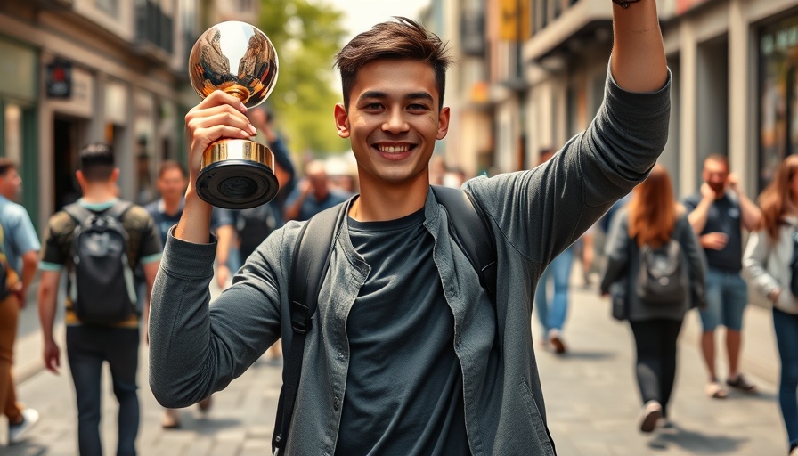 Confident man holding trophy amid crowd, Eagles NFL Schedule 2025