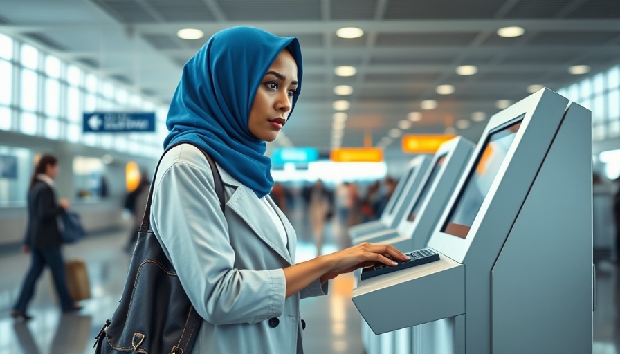 Woman at airport kiosk, reflecting on membership price change.