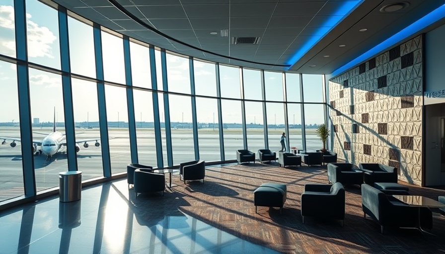 Modern airport lounge showcasing Priority Pass program seating area.