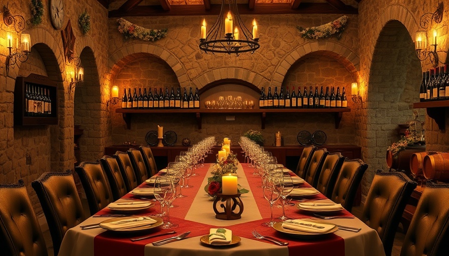Rustic winery dining room near NYC, elegantly set for dining.