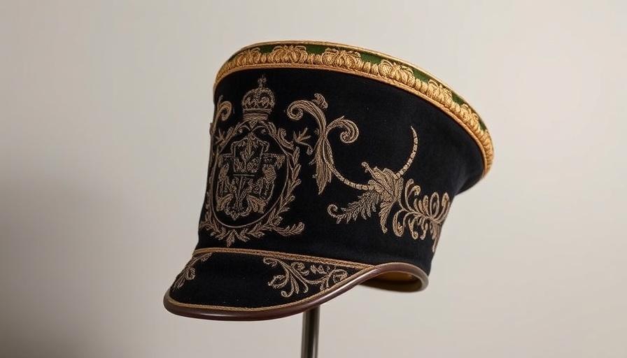 Vintage bicorne hat at auction with detailed embroidery.
