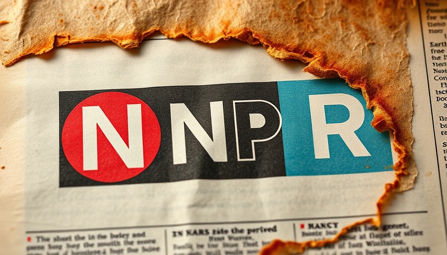Burned newspaper with NPR logo, highlighting funding issues.