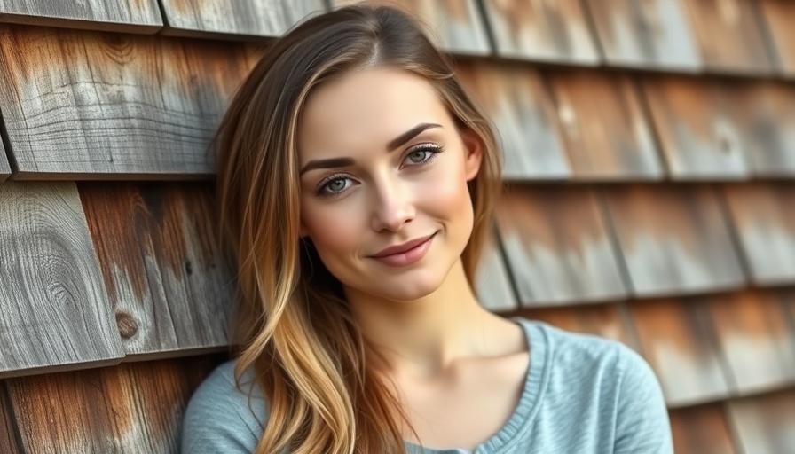 Casual woman with cap against rustic wooden background