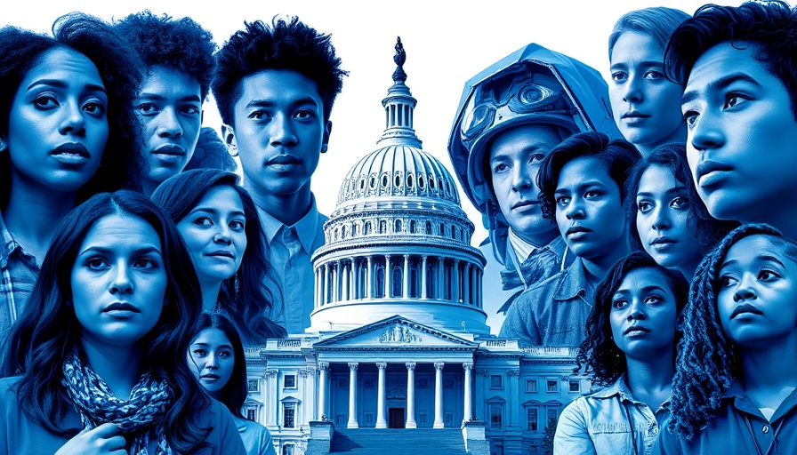 Collage of young leaders challenging Biden in blue-themed political imagery.